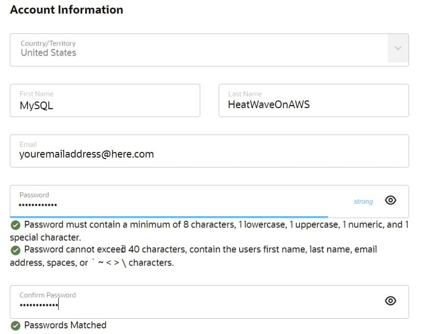Account sign up screenshot 2