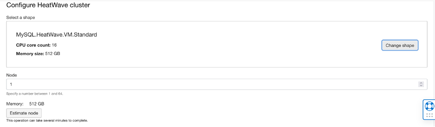 screenshot of configure heatwave cluster