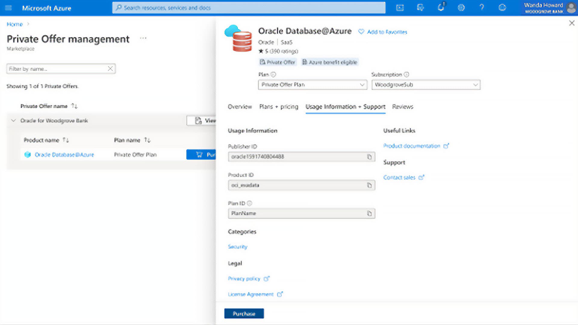 Simplified purchasing view