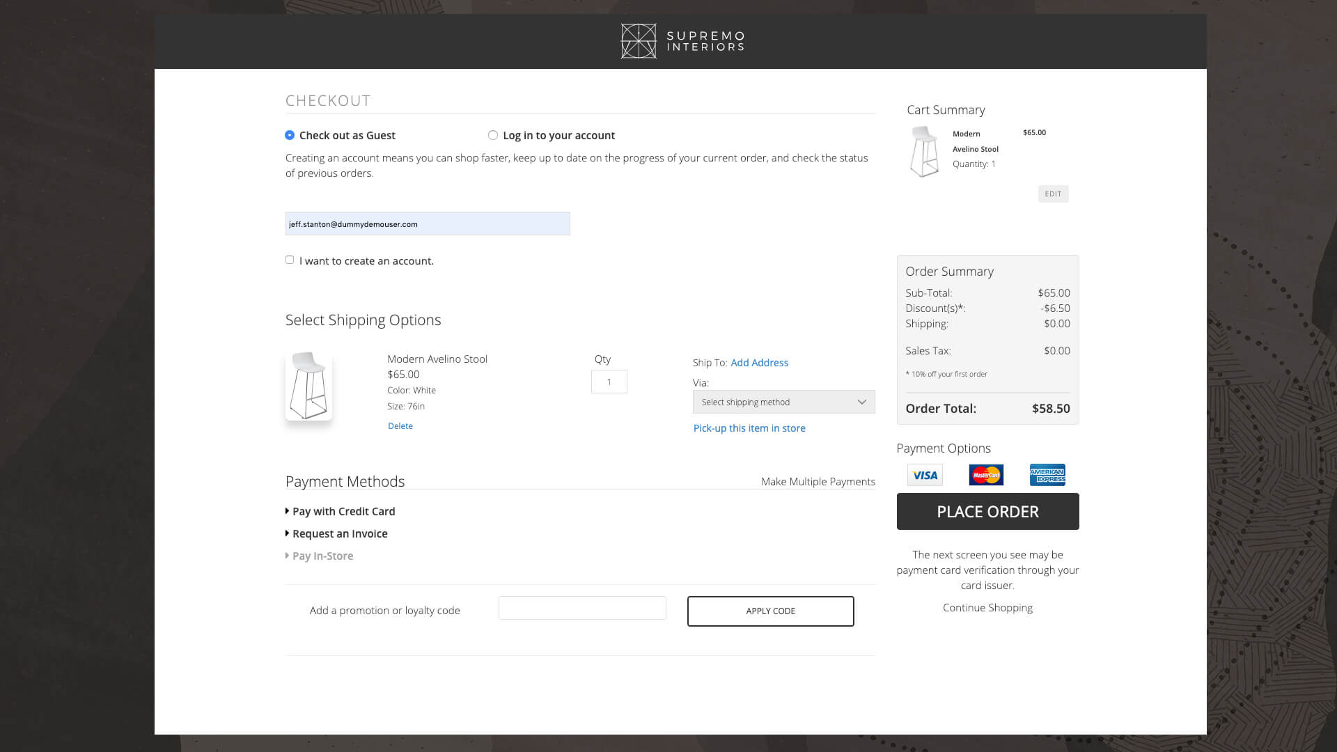 Page de paiement d'un site Web