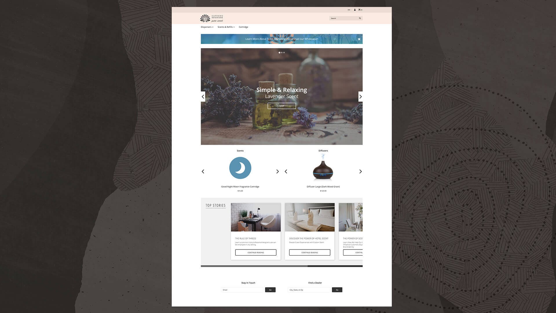 Page de destination du site d'une boutique en ligne