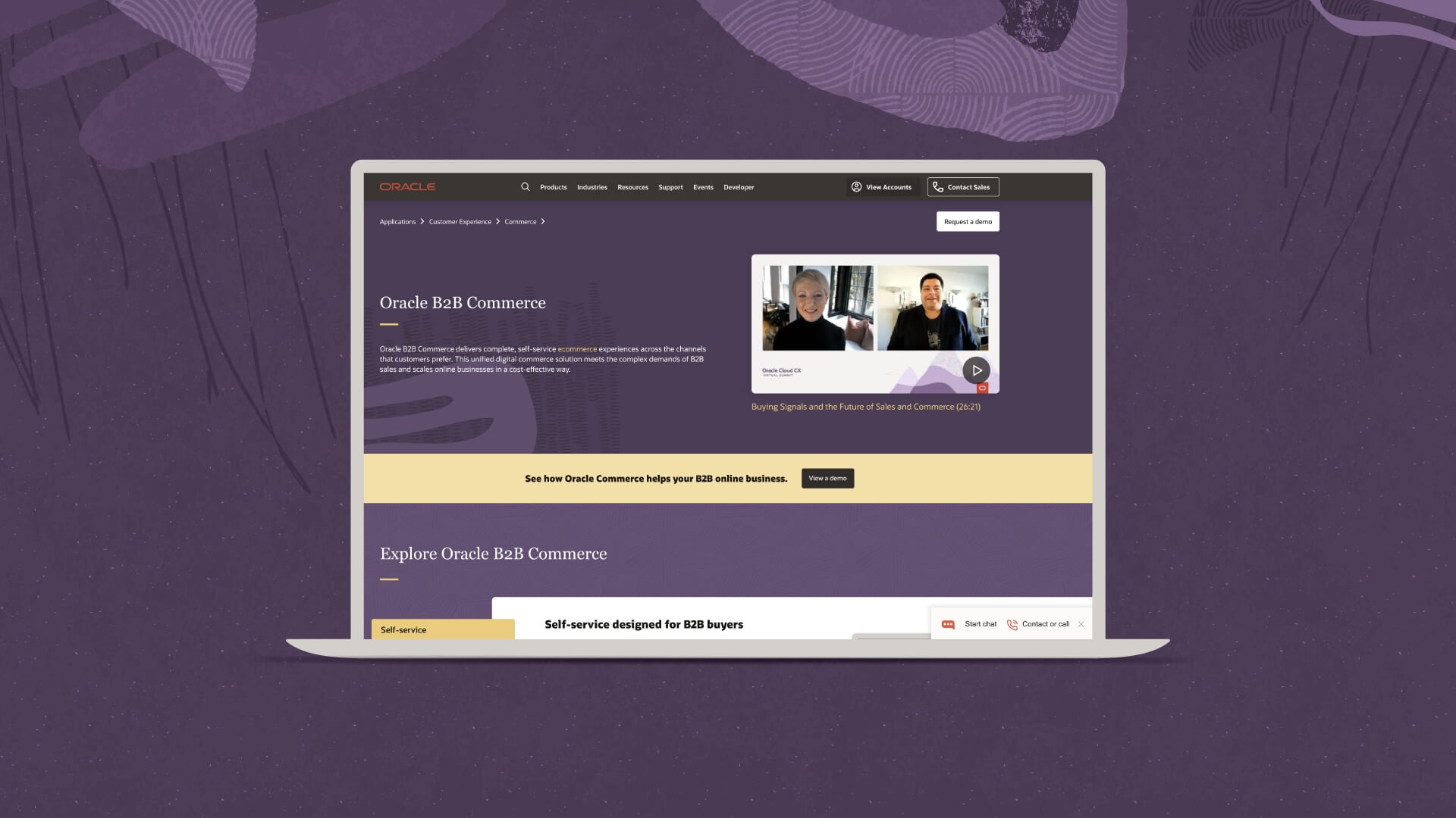 Site Web Oracle Commerce sur ordinateur portable