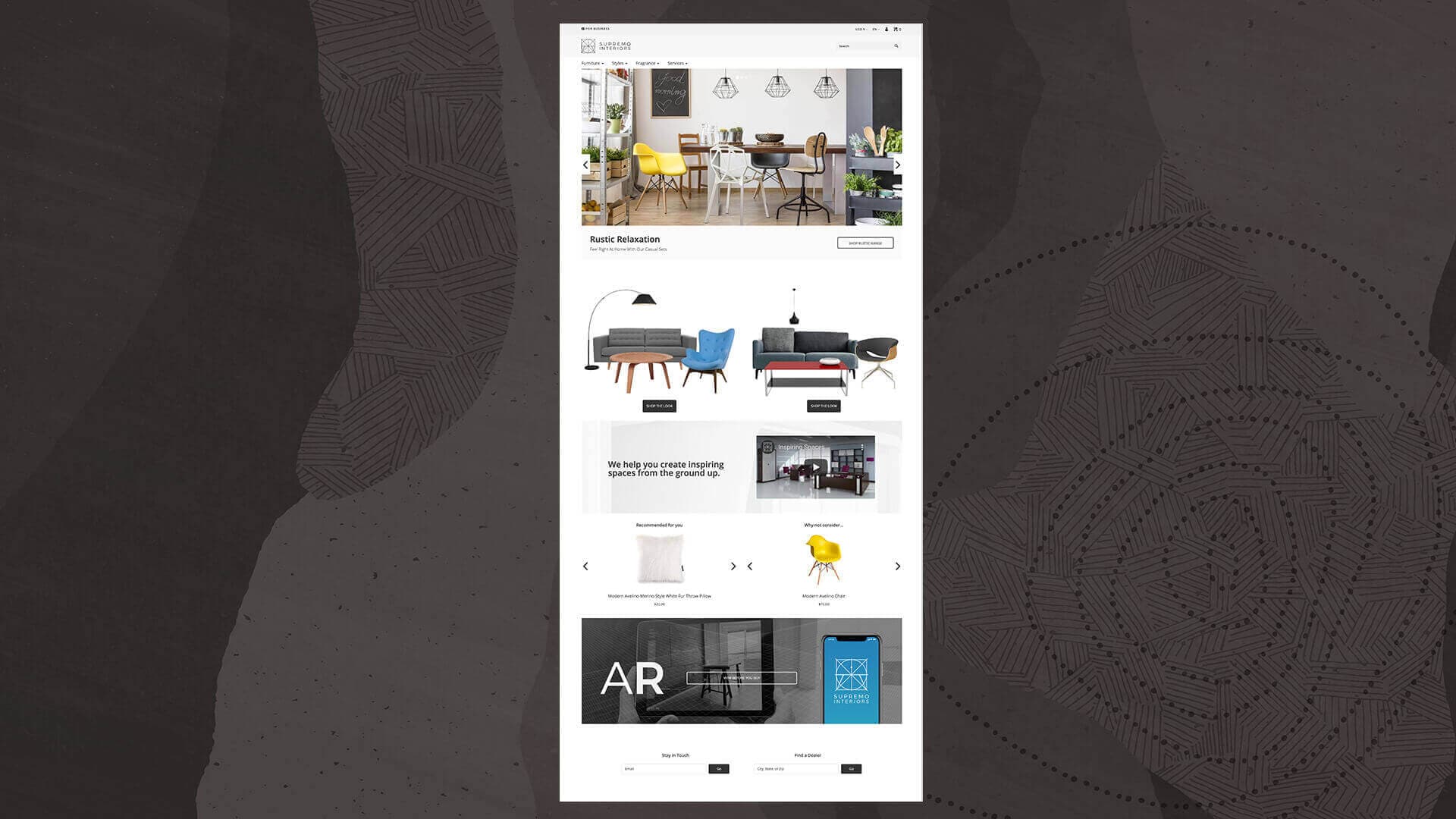 Site de vente de meubles sur mobile