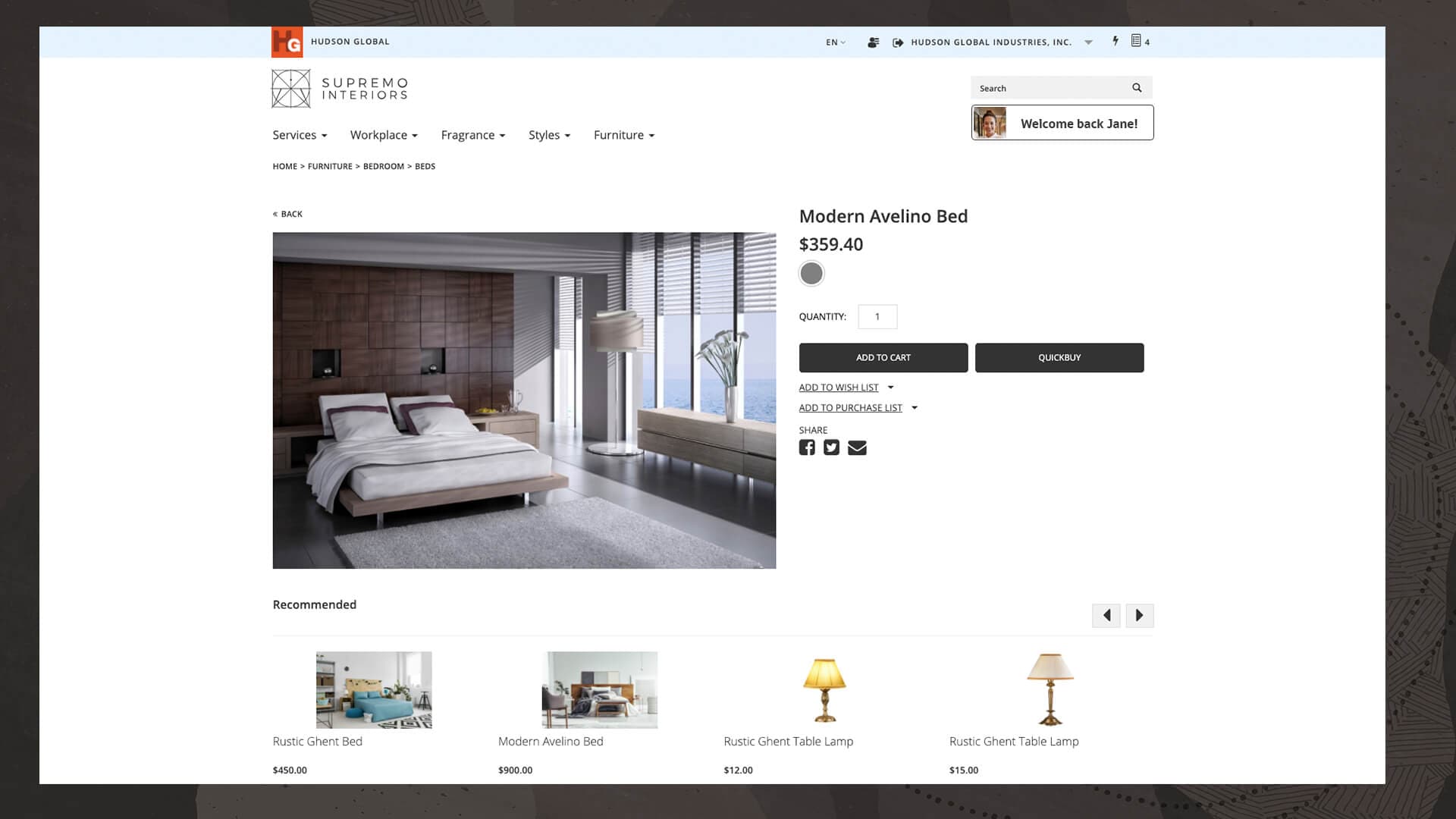 Page Web permettant de commander un matelas