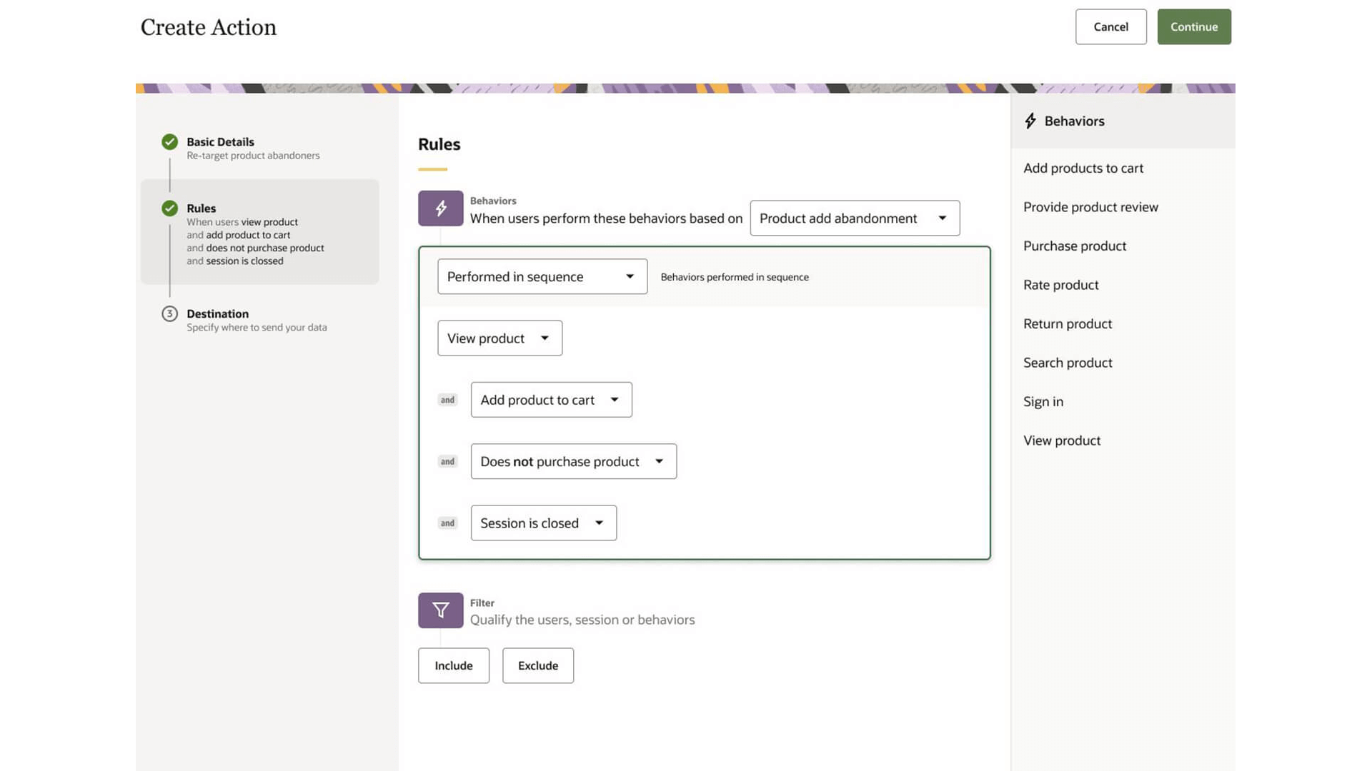 Create rules-based actions