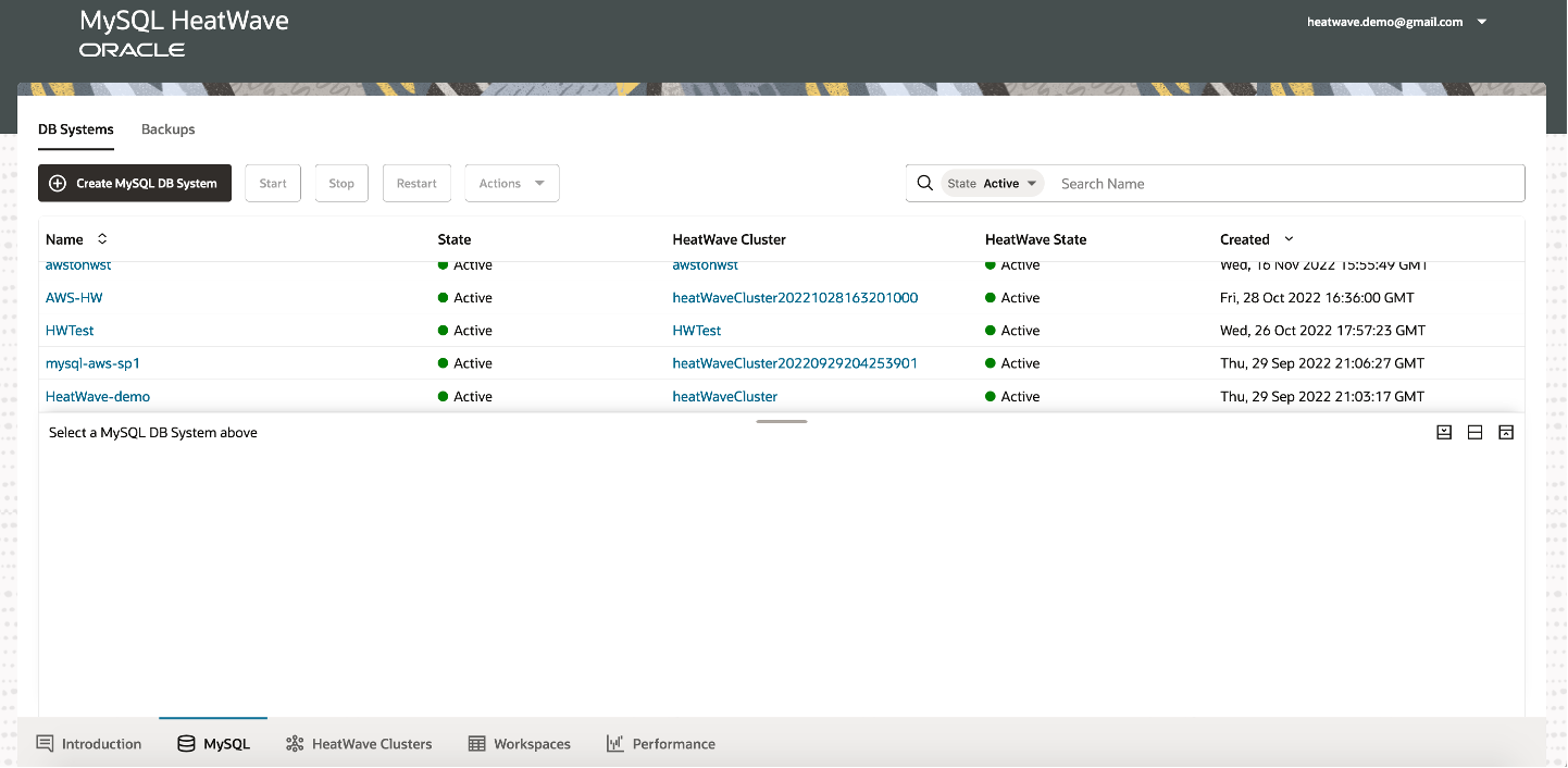 Criando Backups - Console HeatWave