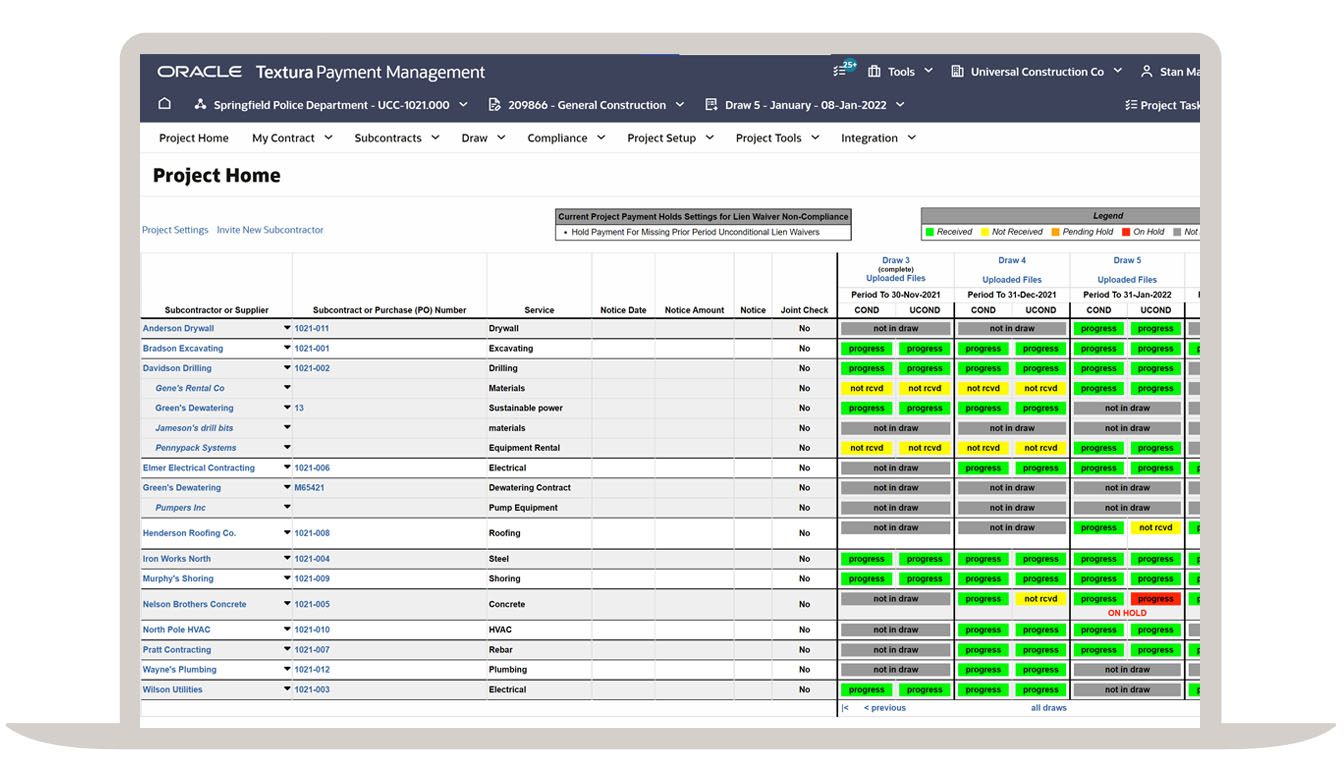 Lien waivers and compliance documentation screenshot