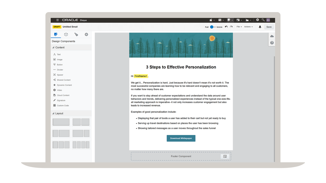 Figure 3. Efficiently create compelling content to further advance your prospects on their personalized journey.