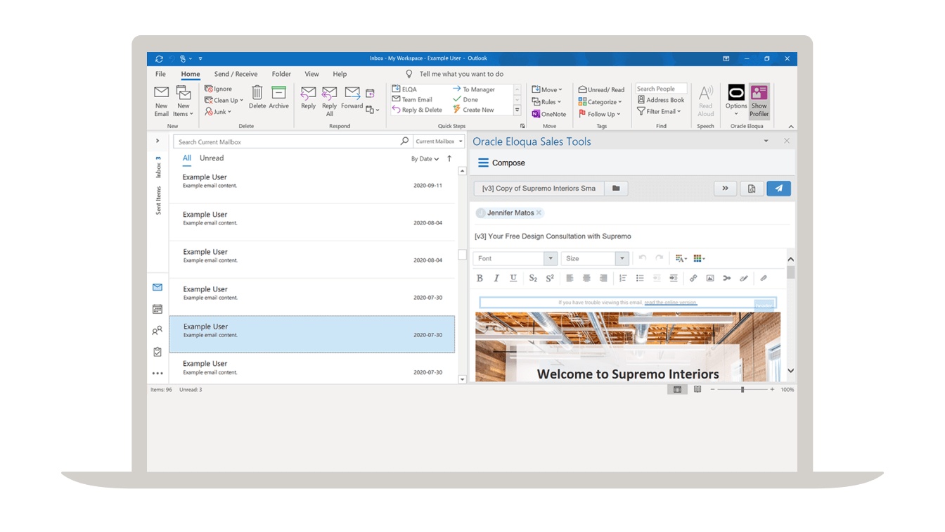 Figure 10: Enable sales to work efficiently in Microsoft Outlook using seamless sales tools extensions.